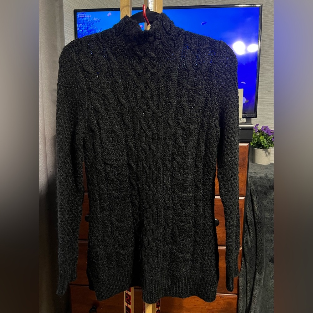 Lauren Ralph Lauren Black Cable-Knit Crewneck Sweater! Alpaca blend!
